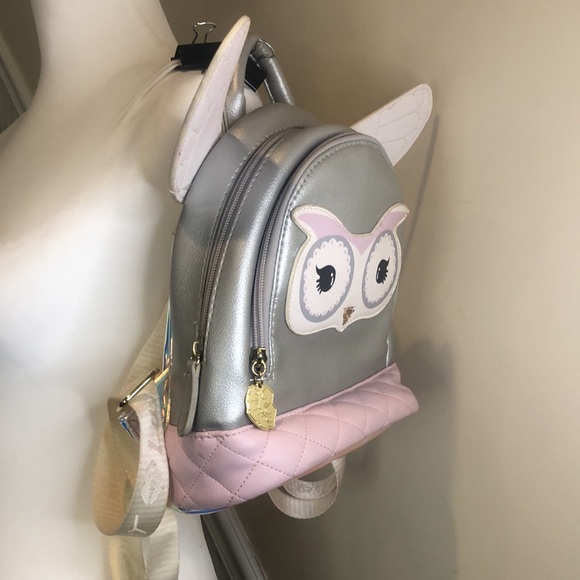 Kids Size BETSEY JOHNSON Luv Betsey Holographic Owl Backpack Adjustable Straps - Picture 7 of 17
